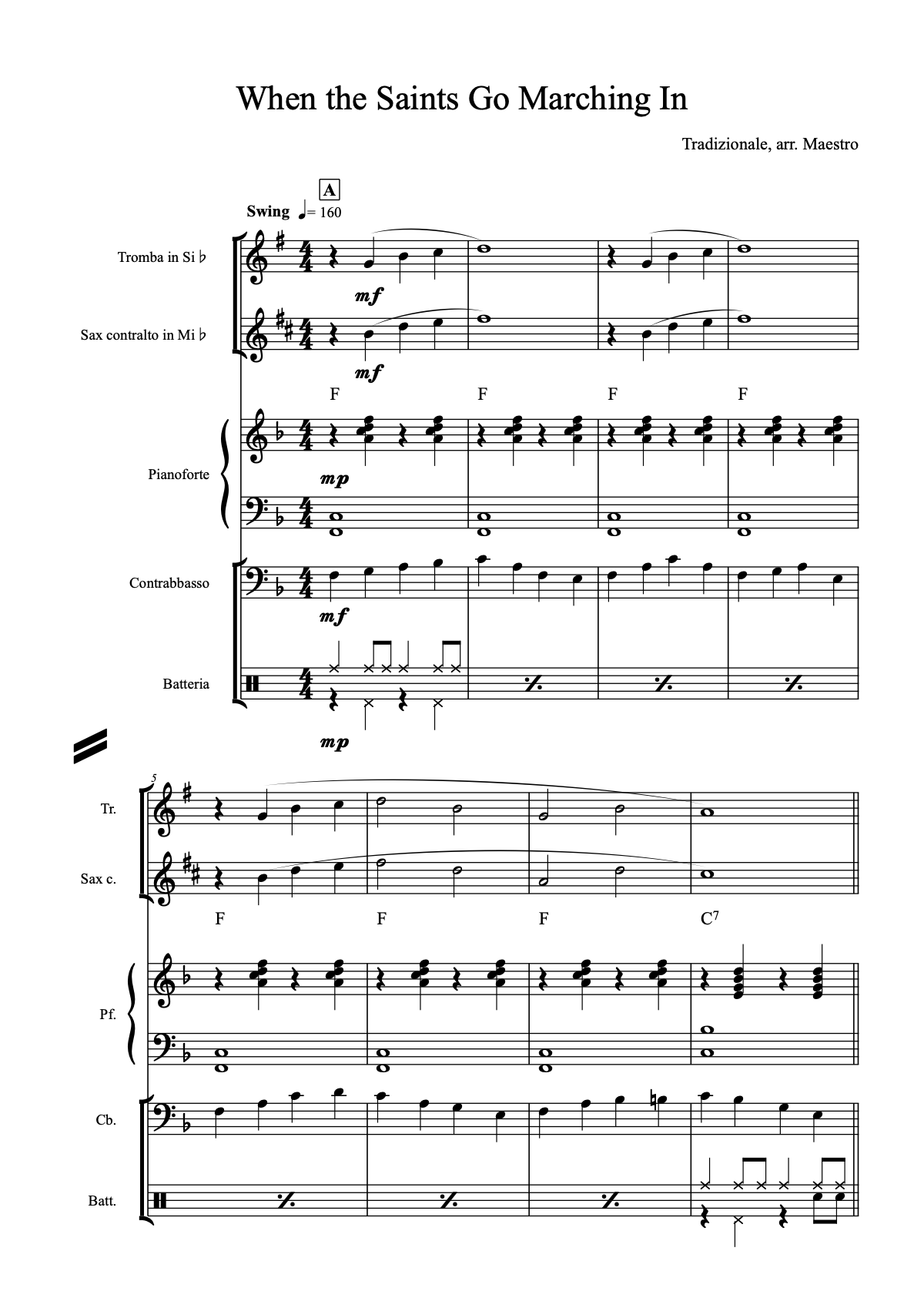 Prima pagina della partitura di When the Saints Go Marching In